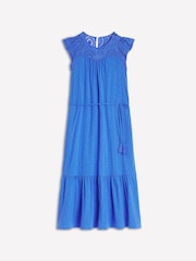Boden Blue Juliet Broderie 100% Cotton Midi Dress - Image 5 of 5