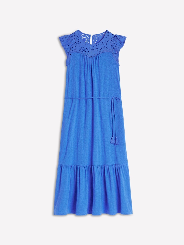 Boden Blue Juliet Broderie 100% Cotton Midi Dress - Image 5 of 5