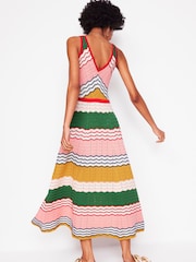 Boden Blue V-Neck Maxi Knitted 100% Cotton Dress - Image 3 of 6