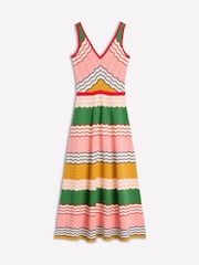 Boden Blue V-Neck Maxi Knitted 100% Cotton Dress - Image 5 of 6