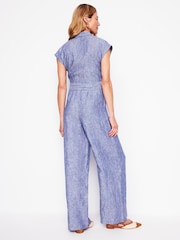 Boden Blue Colette 100% Linen Jumpsuit - Image 3 of 6