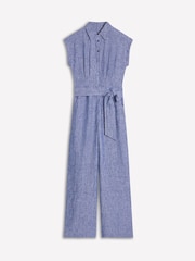Boden Blue Colette 100% Linen Jumpsuit - Image 6 of 6
