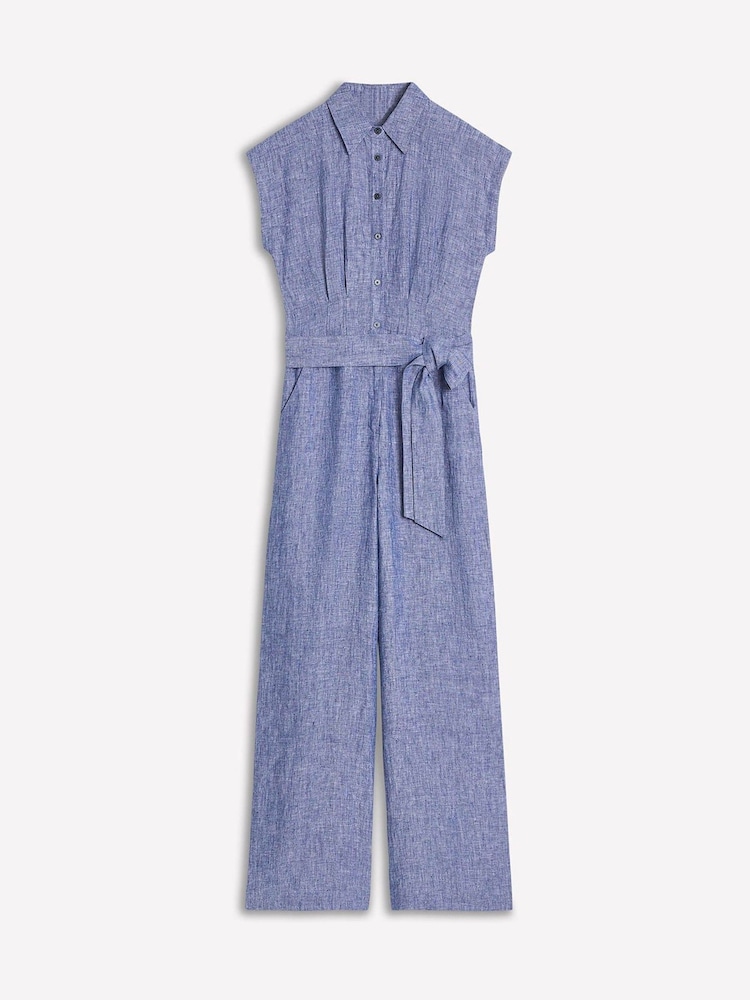 Boden Blue Colette 100% Linen Jumpsuit - Image 6 of 6