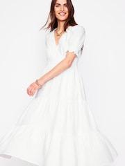 Boden White Anna Double Cloth 100% Cotton Midi Dress - Image 1 of 7