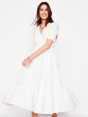 Boden White Anna Double Cloth 100% Cotton Midi Dress - Image 7 of 7