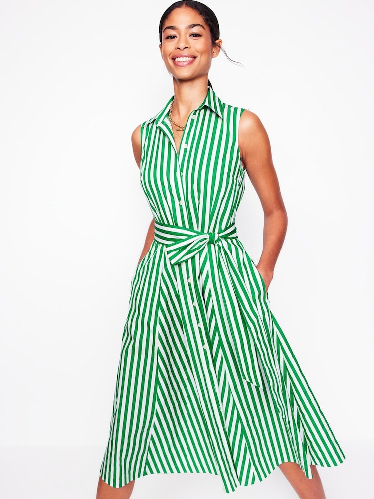 Boden Green Amy Sleeveless 100% Cotton Shirt Dress - Image 1 of 5