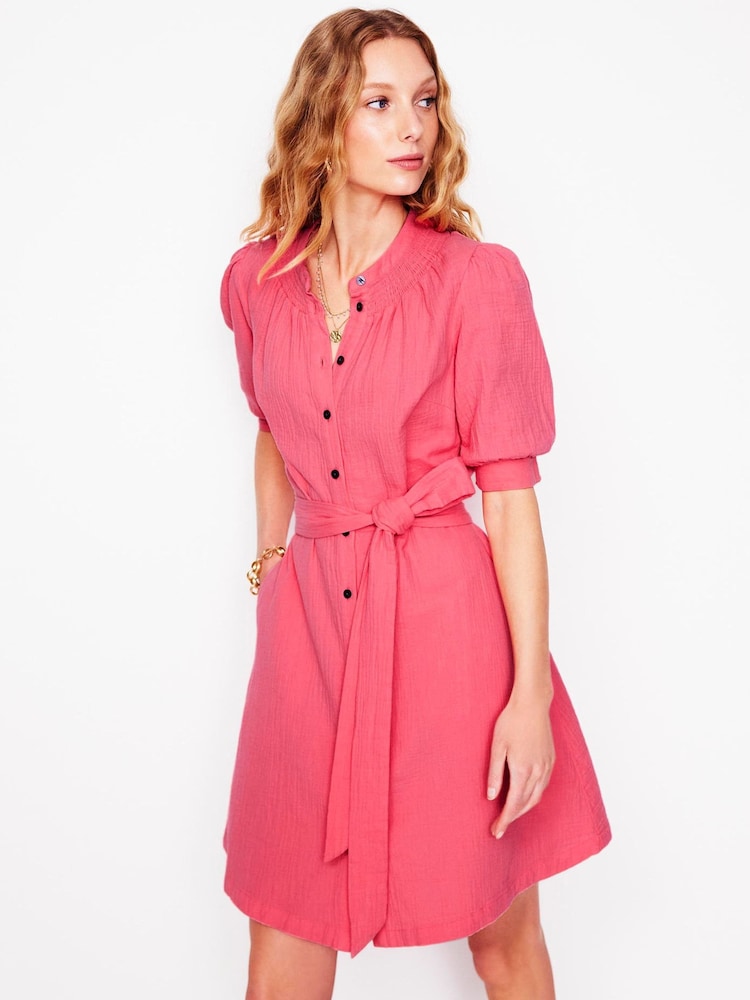 Boden Pink Ada Double Cloth 100% Cotton Short Dress - Image 2 of 6 Boden Pink Ada Double Cloth 100% Cotton Short Dress - Image 2 of 6
