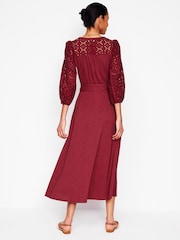 Boden Red Eden Broderie Jersey Dress - Image 4 of 6