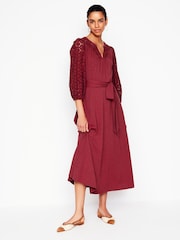 Boden Red Eden Broderie Jersey Dress - Image 5 of 6