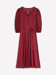 Boden Red Eden Broderie Jersey Dress - Image 6 of 6