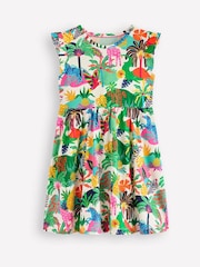 Boden Green Jungle Posie Frill Sleeve 100% Cotton Dress - Image 1 of 3
