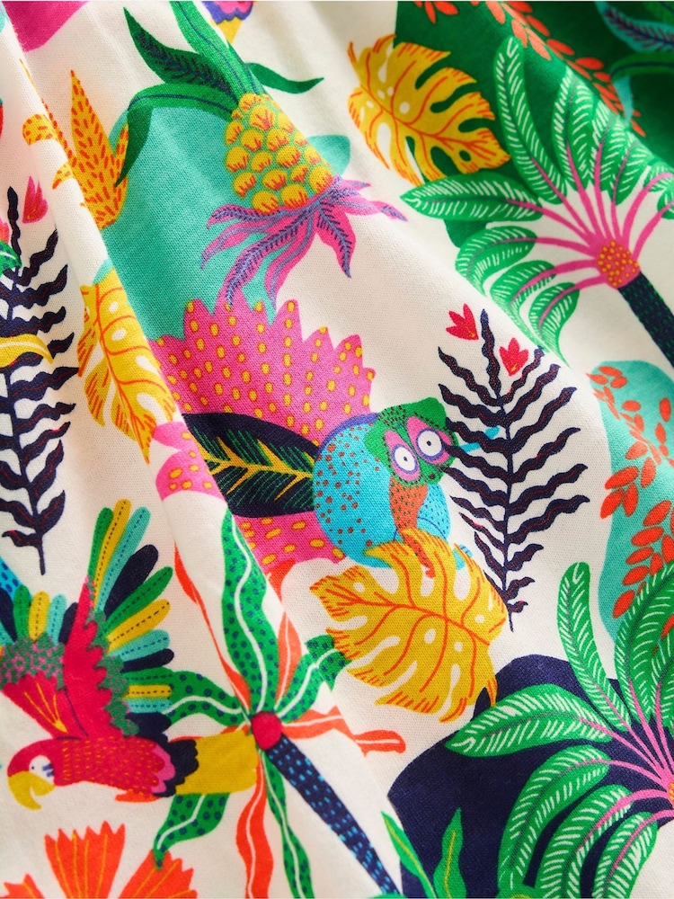 Boden Green Jungle Posie Frill Sleeve 100% Cotton Dress - Image 3 of 3