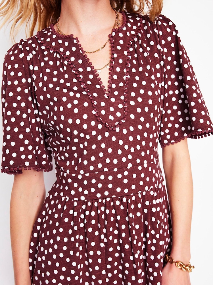 Boden Red Maddie Trim Jersey Dress - Image 2 of 5