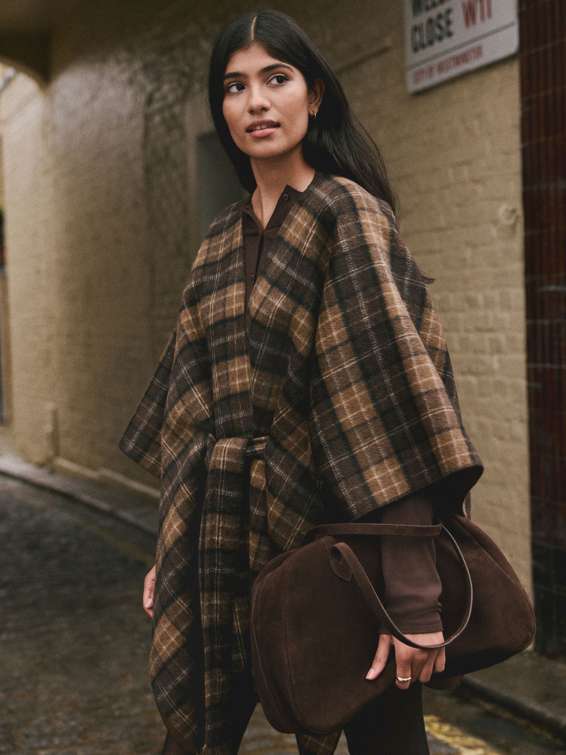 CLANE クラネ　WIDE CHECK PONCHO CLANE（クラネ） WIDE CHECK PONCHO （MIX）