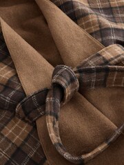 Brown Check Wrap Front Cape Poncho - Image 9 of 9