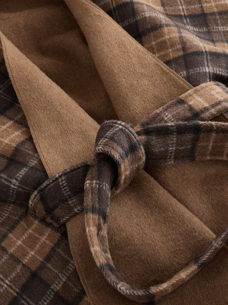 Brown Check Wrap Front Cape Poncho - Image 9 of 9