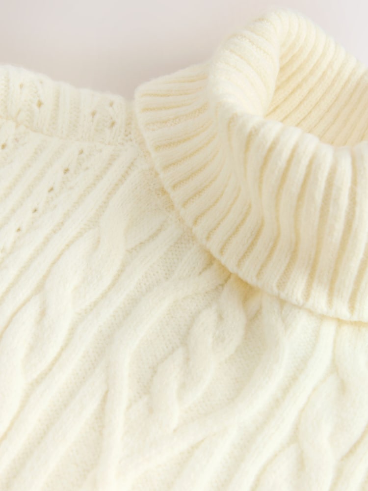 Cream Cable Roll Neck Poncho - Image 8 of 8 Cream Cable Roll Neck Poncho - Image 8 of 8