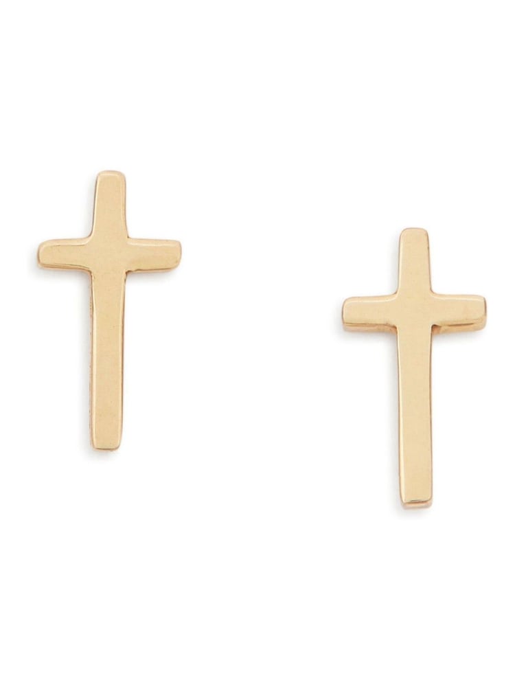 AllSaints Gold Tone Cross Stud Earrings - Image 2 of 5 AllSaints Gold Tone Cross Stud Earrings - Image 2 of 5