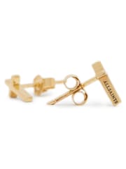 AllSaints Gold Tone Cross Stud Earrings - Image 4 of 5