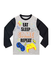 Harry Bear Black Eat Sleep Game Repeat Long Sleeve Gaming Pyjamas - Image 2 of 5