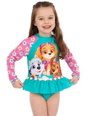 Character Blue PAW Patrol Skye Long Sleeve Floral Print Swimsuit - Image 1 of 12