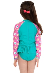 Character Blue PAW Patrol Skye Long Sleeve Floral Print Swimsuit - Image 2 of 12