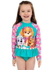 Character Blue PAW Patrol Skye Long Sleeve Floral Print Swimsuit - Image 3 of 12