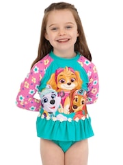 Character Blue PAW Patrol Skye Long Sleeve Floral Print Swimsuit - Image 4 of 12