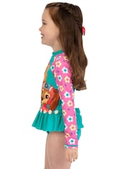 Character Blue PAW Patrol Skye Long Sleeve Floral Print Swimsuit - Image 5 of 12