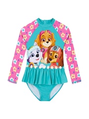 Character Blue PAW Patrol Skye Long Sleeve Floral Print Swimsuit - Image 7 of 12