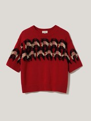 Pull Jigsaw 100% coton jacquard à franges - Image 5 de 5