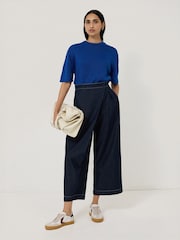 Jigsaw Blue 100% Linen Knitted Top - Image 2 of 6
