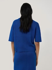Jigsaw Blue 100% Linen Knitted Top - Image 4 of 6