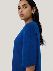 Jigsaw Blue 100% Linen Knitted Top - Image 5 of 6