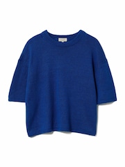 Jigsaw Blue 100% Linen Knitted Top - Image 6 of 6