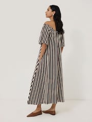 Jigsaw Red Drawstring Stripe 100% Cotton Dress - Image 6 of 8