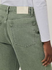 Jigsaw Green Finn Wide Leg 100% Cotton Jeans - Image 4 of 7