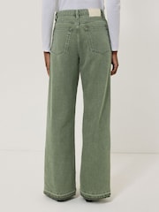 Jigsaw Green Finn Wide Leg 100% Cotton Jeans - Image 5 of 7