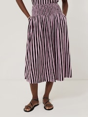 Jigsaw Purple 100% Cotton Slub Stripe Skirt - Image 1 of 6
