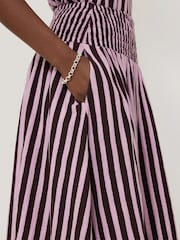 Jigsaw Purple 100% Cotton Slub Stripe Skirt - Image 2 of 6