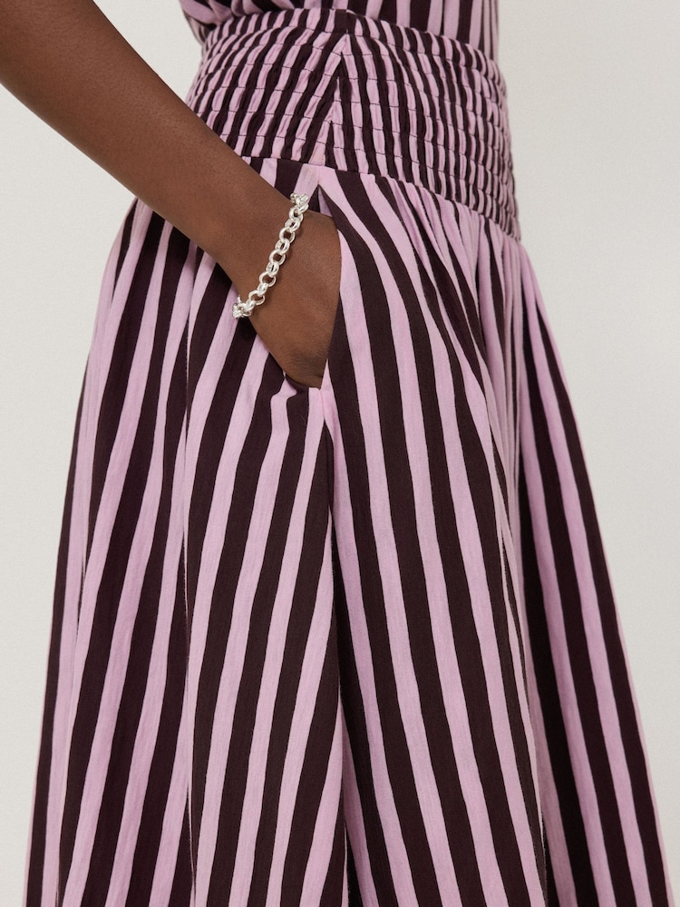 Jigsaw Purple 100% Cotton Slub Stripe Skirt - Image 2 of 6