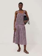 Jigsaw Purple 100% Cotton Slub Stripe Skirt - Image 3 of 6