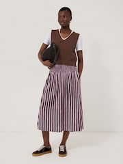 Jigsaw Purple 100% Cotton Slub Stripe Skirt - Image 5 of 6