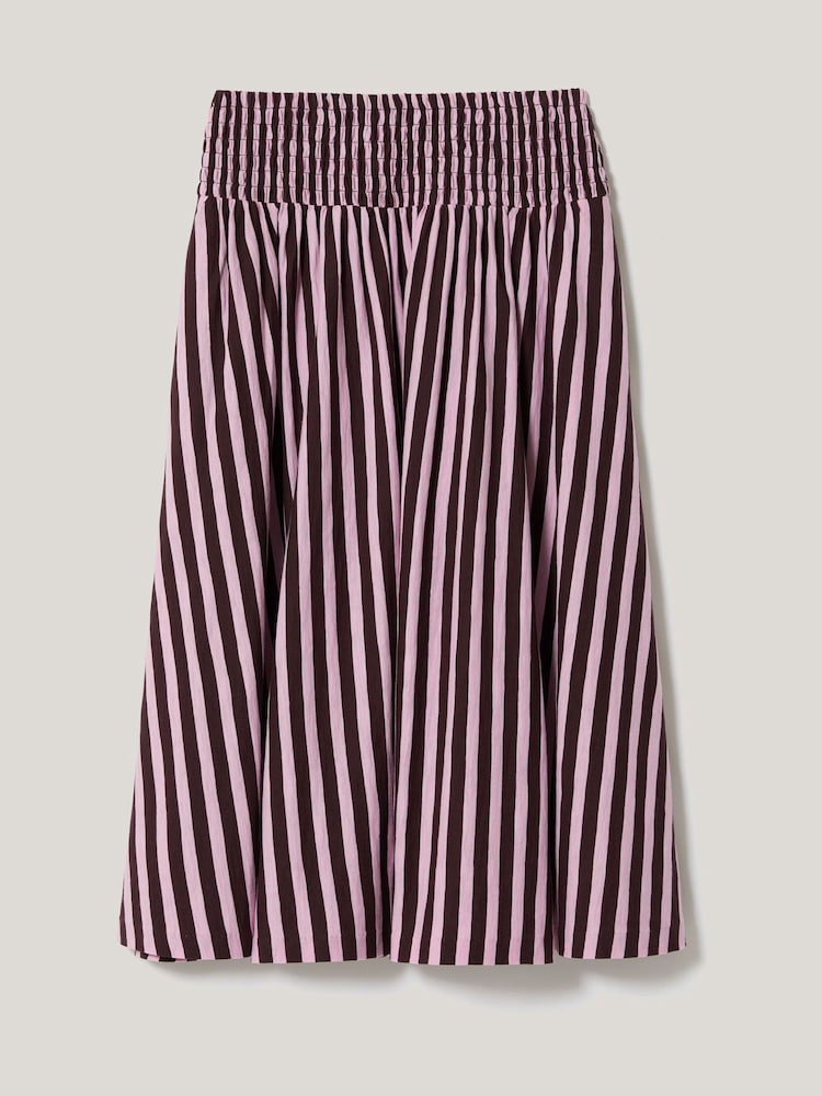 Jigsaw Purple 100% Cotton Slub Stripe Skirt - Image 6 of 6