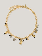 Jigsaw Gold Tone Semi Precious Charm Necklace - Image 1 of 2