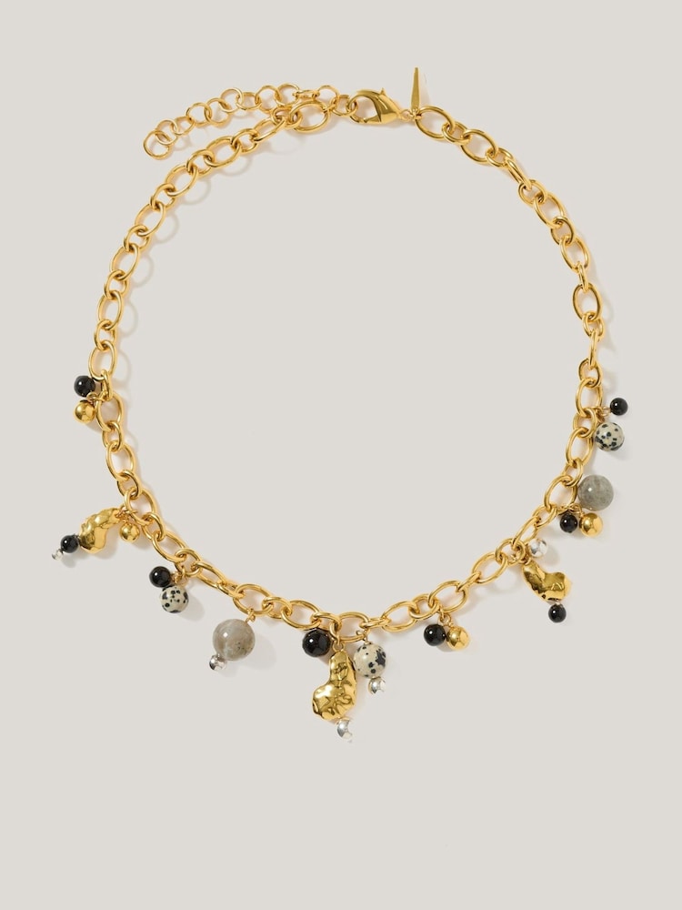 Jigsaw Gold Tone Semi Precious Charm Necklace - Image 1 of 2