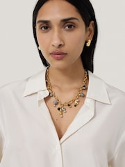 Jigsaw Gold Tone Semi Precious Charm Necklace - Image 2 of 2