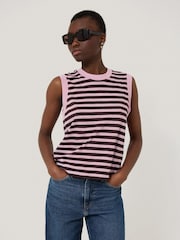 Jigsaw Red 100% Cotton Slub Stripe Tank - Image 1 of 5