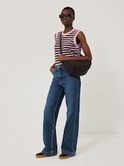 Jigsaw Red 100% Cotton Slub Stripe Tank - Image 3 of 5