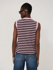 Jigsaw Red 100% Cotton Slub Stripe Tank - Image 4 of 5